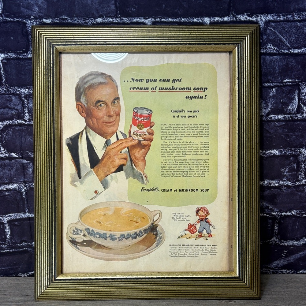 Vintage Golden Frame Campbells Soup Ad